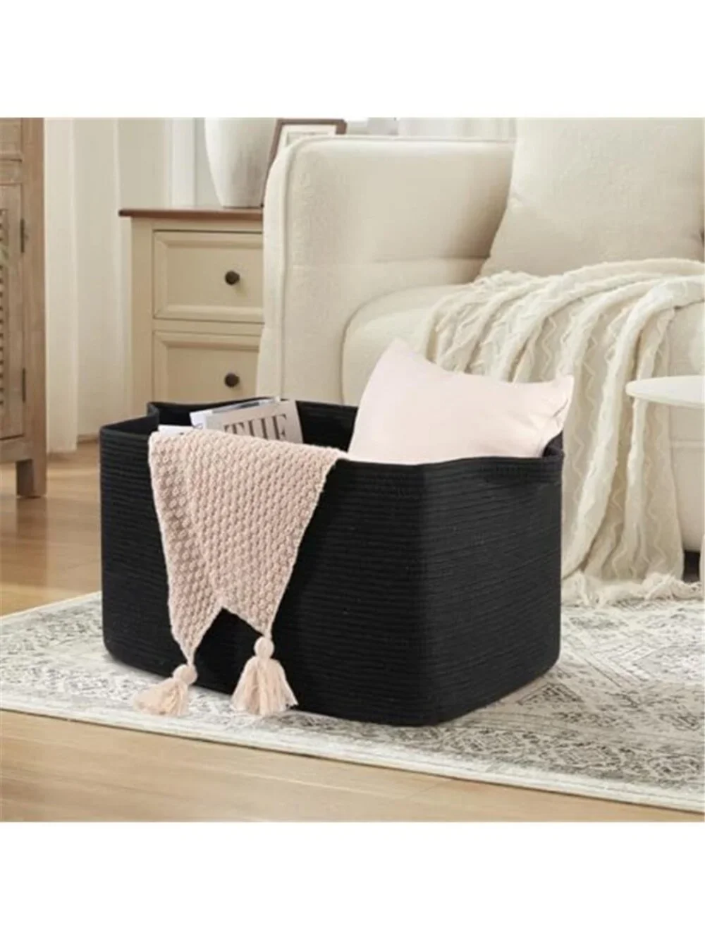 95L Extra Large Blanket Basket Woven Storage Basket